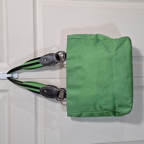 Vintage Tommy Hilfiger canvas handbag purse - green/brown leather - Picture 5 of 16